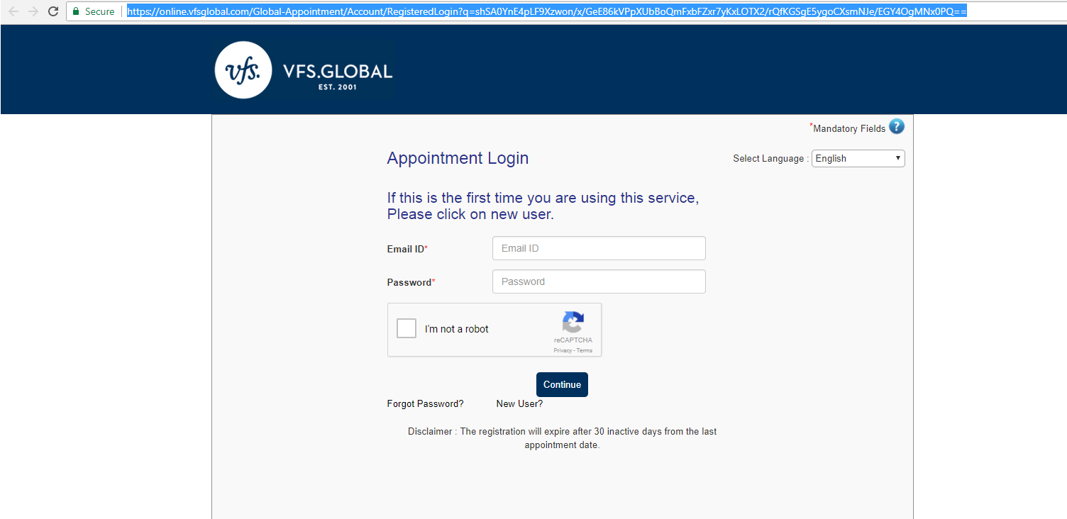 Visa vfsglobal com login